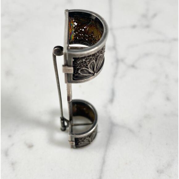 Antique Sterling Flower Brooch Holder - Picture 4 of 7